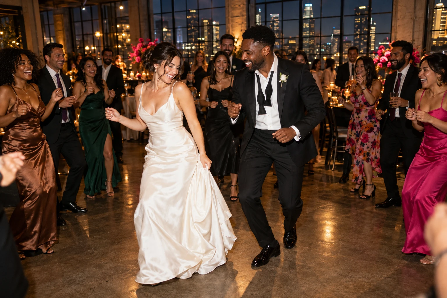 Los Angeles wedding content creator capturing newlyweds dancing at their reception